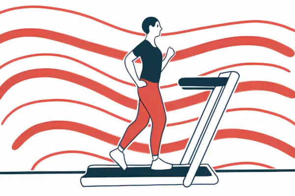 A person walks on a treadmill.